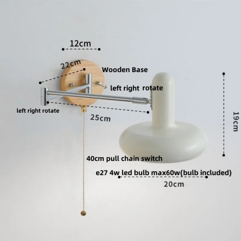 Afralia™ Modern LED Wall Sconce Rotate Wood Base Bedside Lamp for Restaurant Bedroom