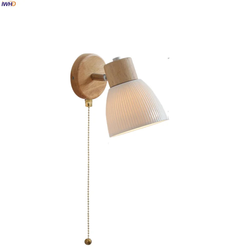 Afralia™ Ceramic Wood Wall Light Fixture, Modern Nordic LED Sconce Bedside Lamp