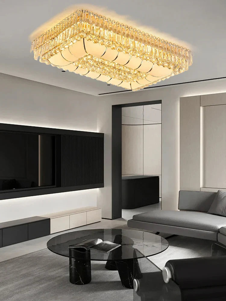 Afralia™ Luxury Gold Crystal Ceiling Light Chandeliers for Elegant Room Decor