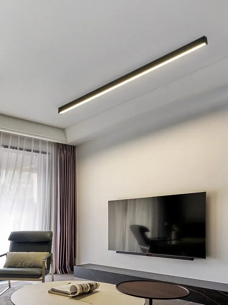 Afralia™ Black Linear LED Ceiling Lamp for Living Room, Aisle, Dining Room
