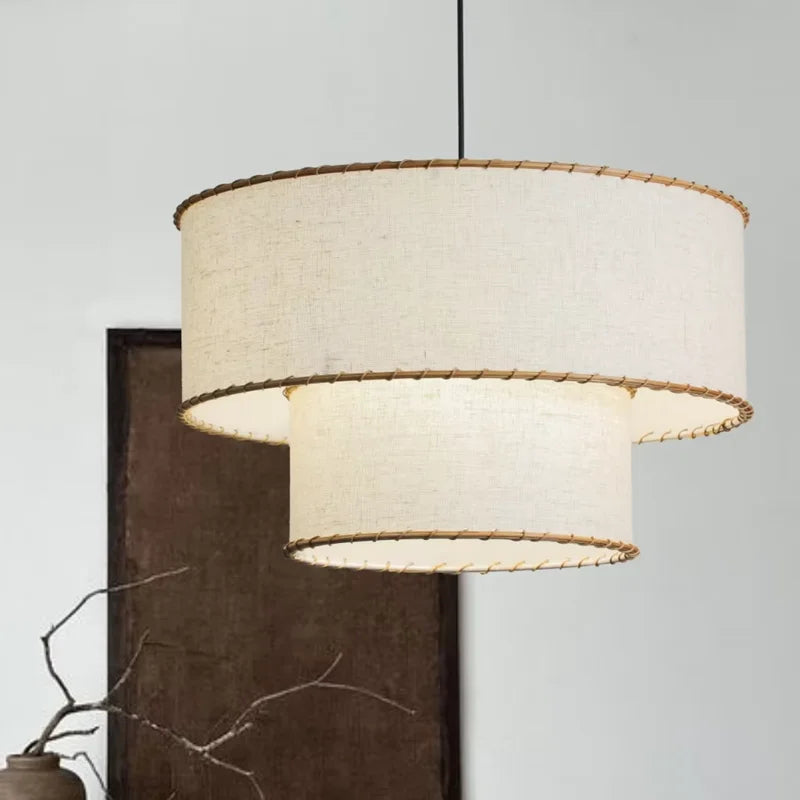 Afralia™ Wabi Sabi Fabric Pendant Light for Living Room, Bedroom, Kitchen Island