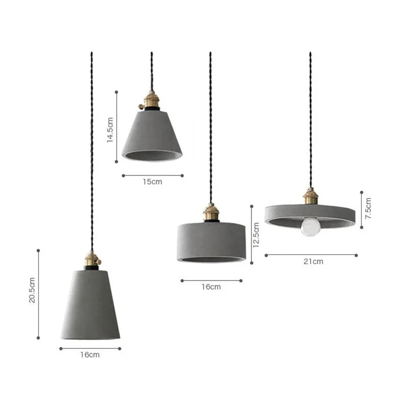 Afralia™ Nordic Cement LED Pendant Lights: Creative Vintage Dinning Room Suspension Luminaire Lighting