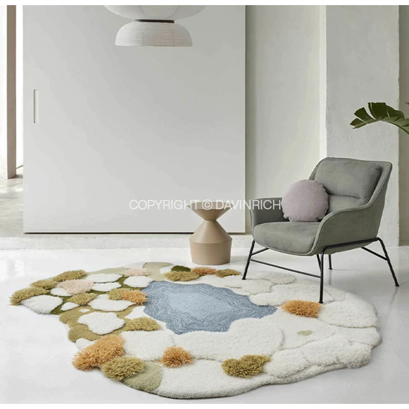 Afralia™ Luxury Moss Carpet Handmade Tufted Wool Rug for Living Room & Bedroom