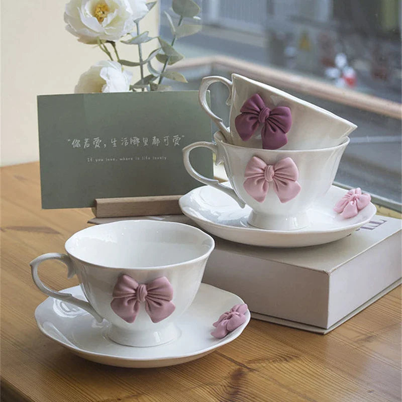 Afralia™ Pink Porcelain Tea Set: High Grade Ceramic Coffee Cup and Saucer, Creative Mug