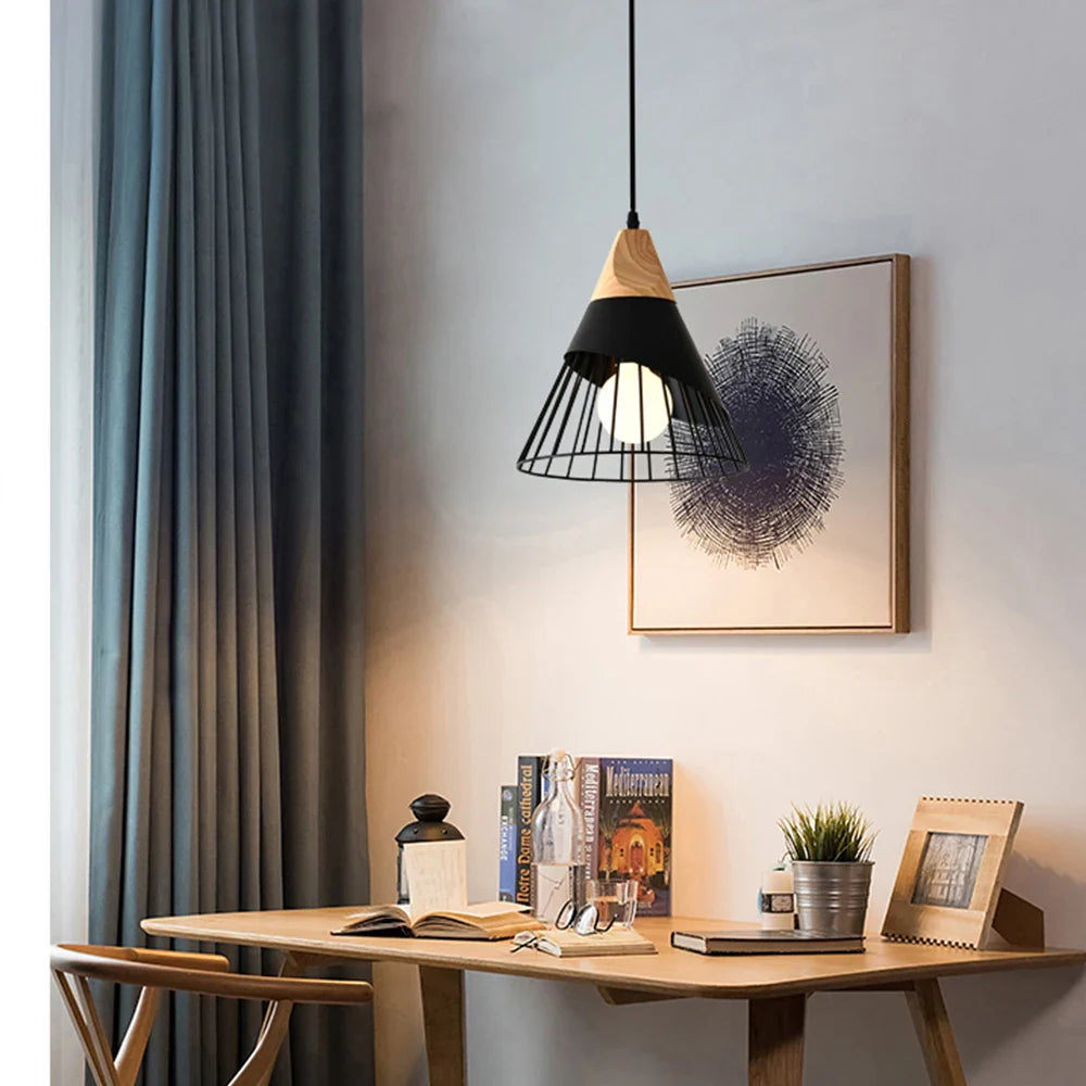 Afralia™ Wood Pendant Lamp: Nordic Macaron LED E27 Industrial Hanging Light for Home Decor