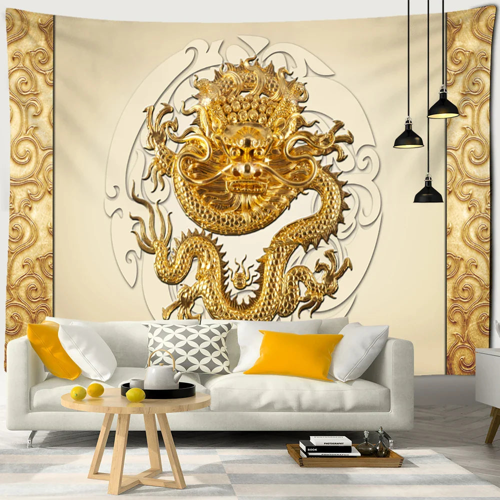 Dragon Totem Tapestry Wall Hanging for Home Decor - Afralia™ Hippie Art