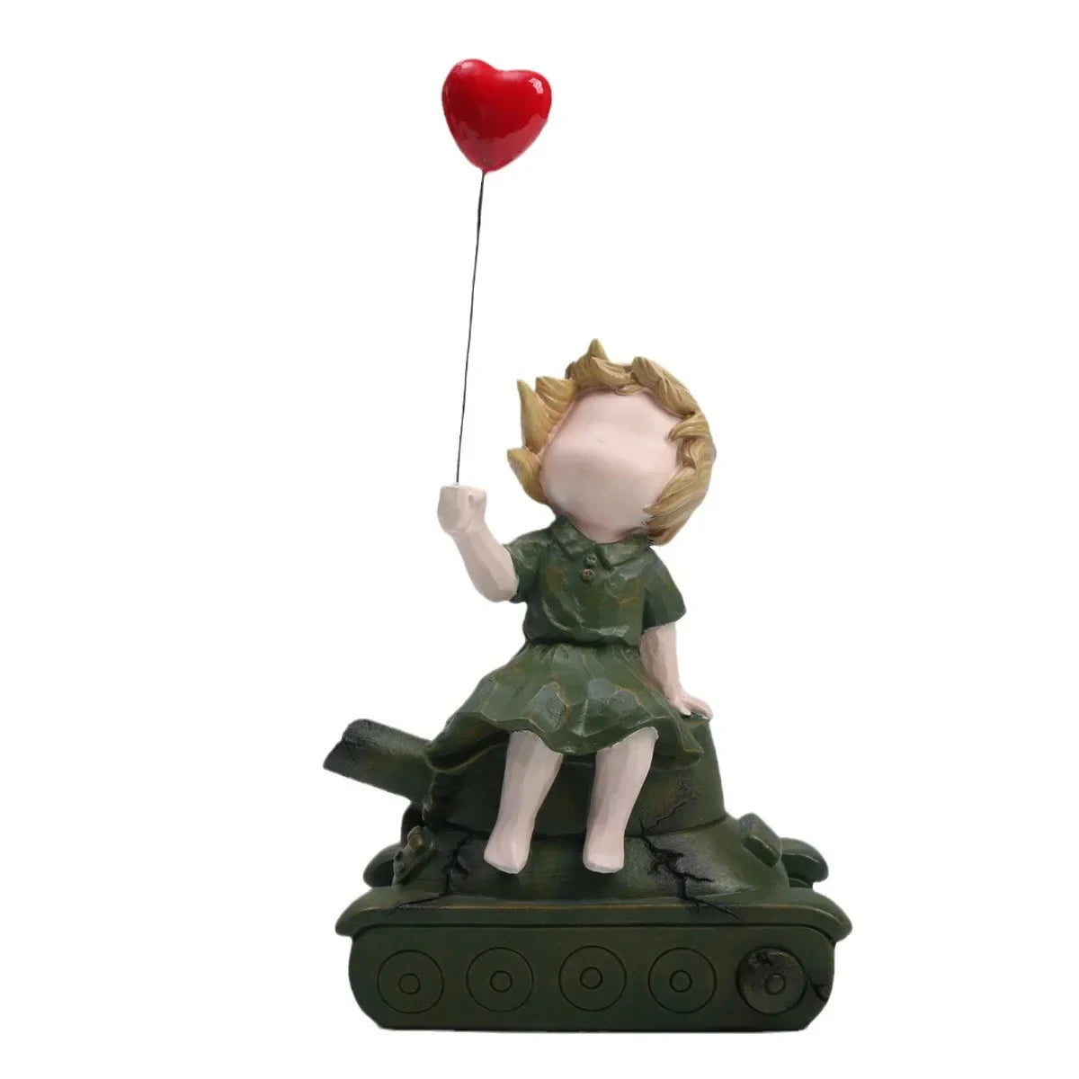 Afralia™ Balloon Girl Tank Art Figure Resin Statues Collection for Interior Decor