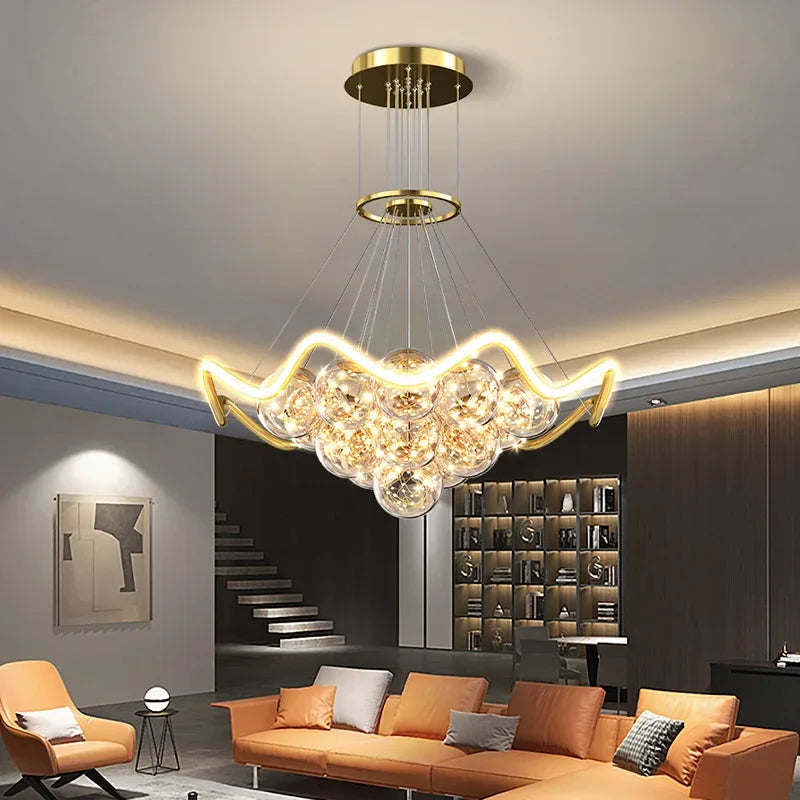 Afralia™ Bubble Pendant Chandelier: Modern Dimmable LED Lighting for Home Decor