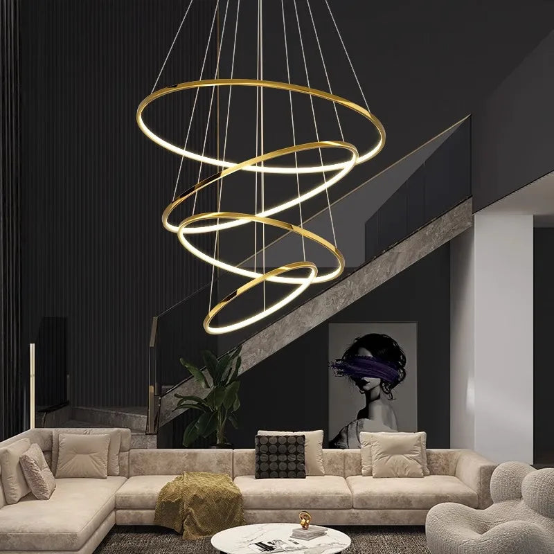 Afralia™ Stylish Staircase Chandeliers LED Pendant Light Lamps for Modern Living Room Lighting