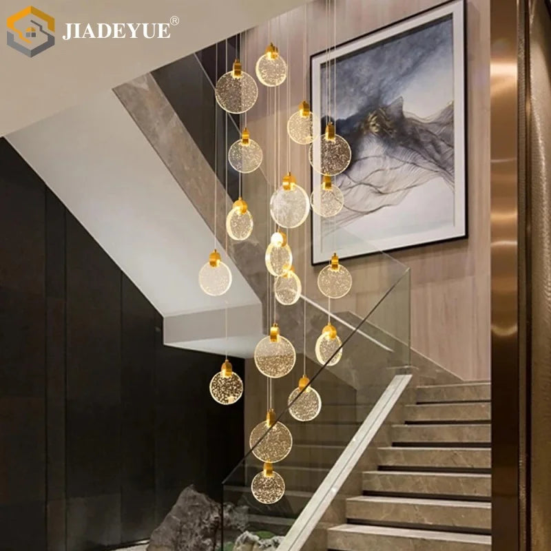 Afralia™ Crystal Spiral Chandelier LED Modern Minimalist Staircase Living Room Light