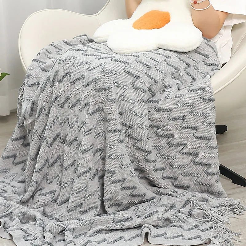 Afralia™ Wave Knit Blanket - Multi-Purpose Travel & Nap Shawl