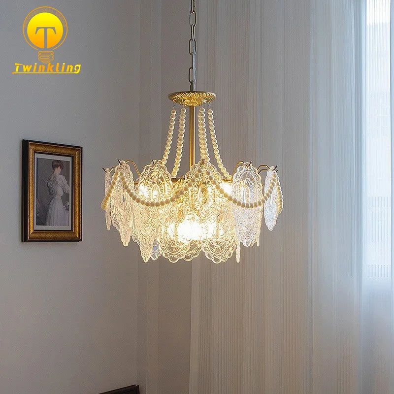 Afralia™ Metal Art Glass Chandelier Pendant Light for Modern Living Room Kitchen Decoration