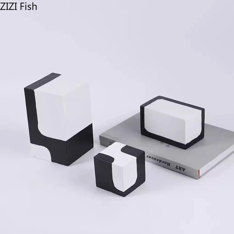 Afralia™ Square Block Resin Sculpture Desk Decor Modern Art Ornament Aesthetic Cube Block