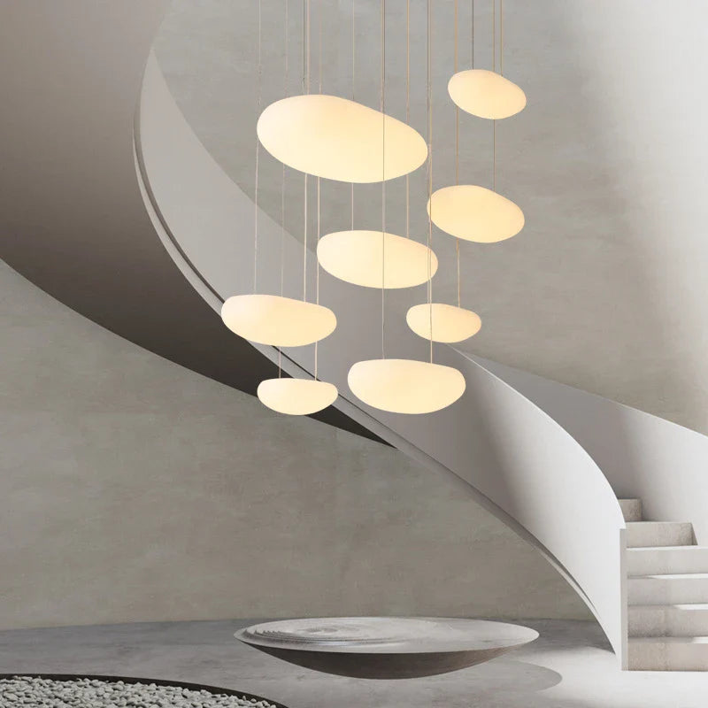 Afralia™ LED Pebble Pendant Light: Stylish White Chandelier for Living Room, Bedroom, and Restaurant Décor.
