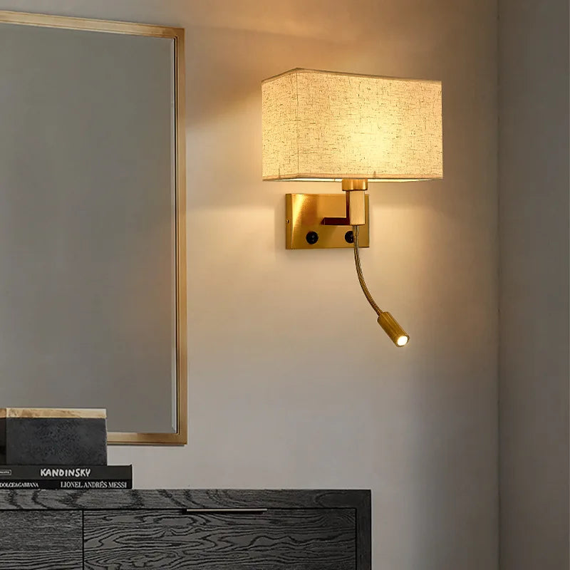 Afralia™ Nordic LED Bedroom Wall Light with Switch, Adjustable Hose Spotlight
