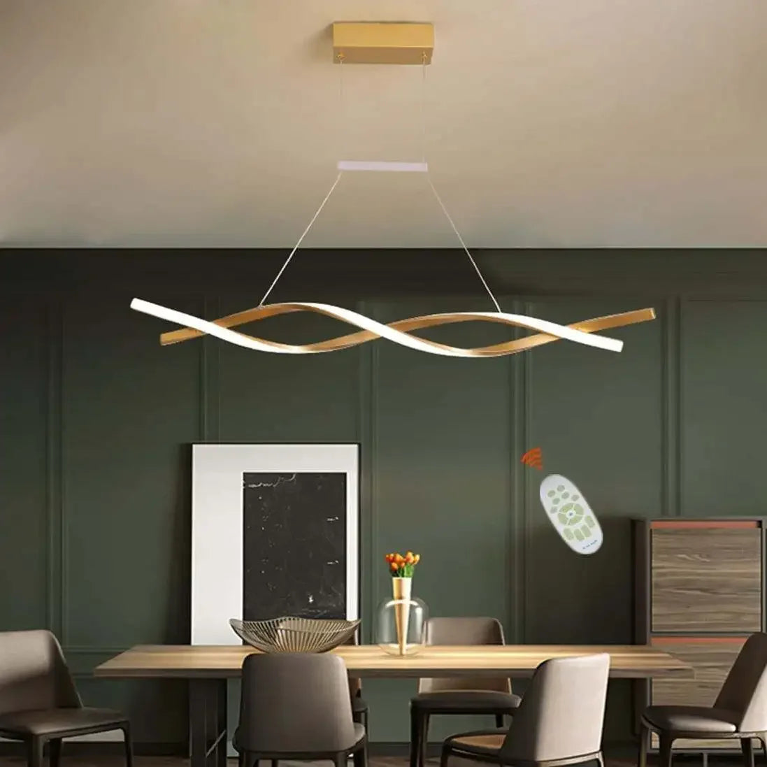 Afralia™ Wave LED Chandelier Iron Art Pendant Light for Living Room