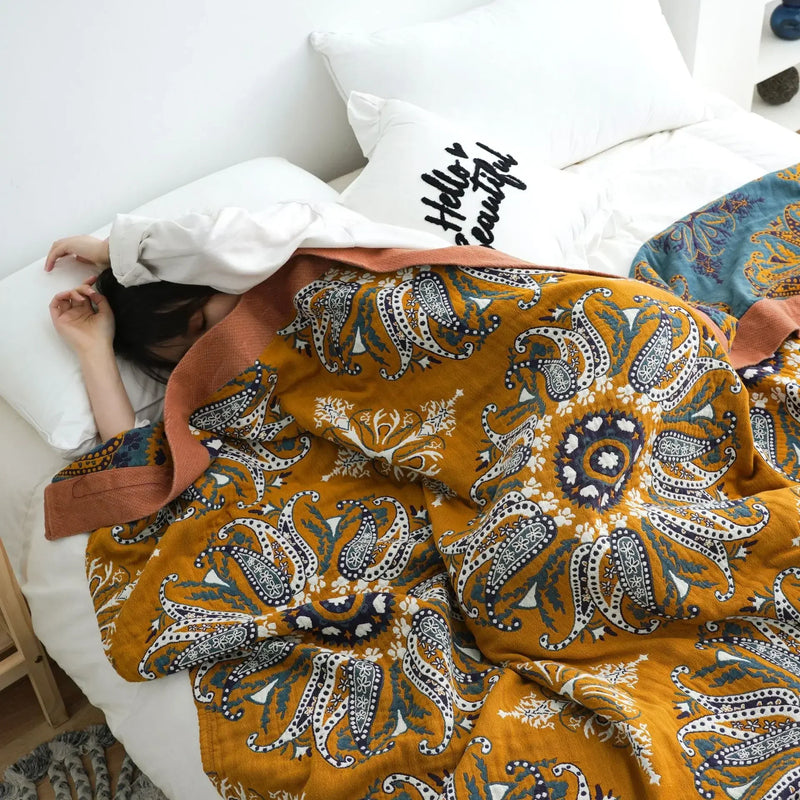 Afralia™ Ethnic Cotton Blanket & Throw - Breathable Gauze Summer Quilt - Boho Decor Bedspread