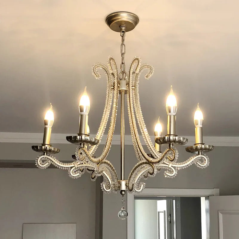 Afralia™ Crystal LED Chandelier: French Living Room Retro E14 Pendant Light for Home Decor