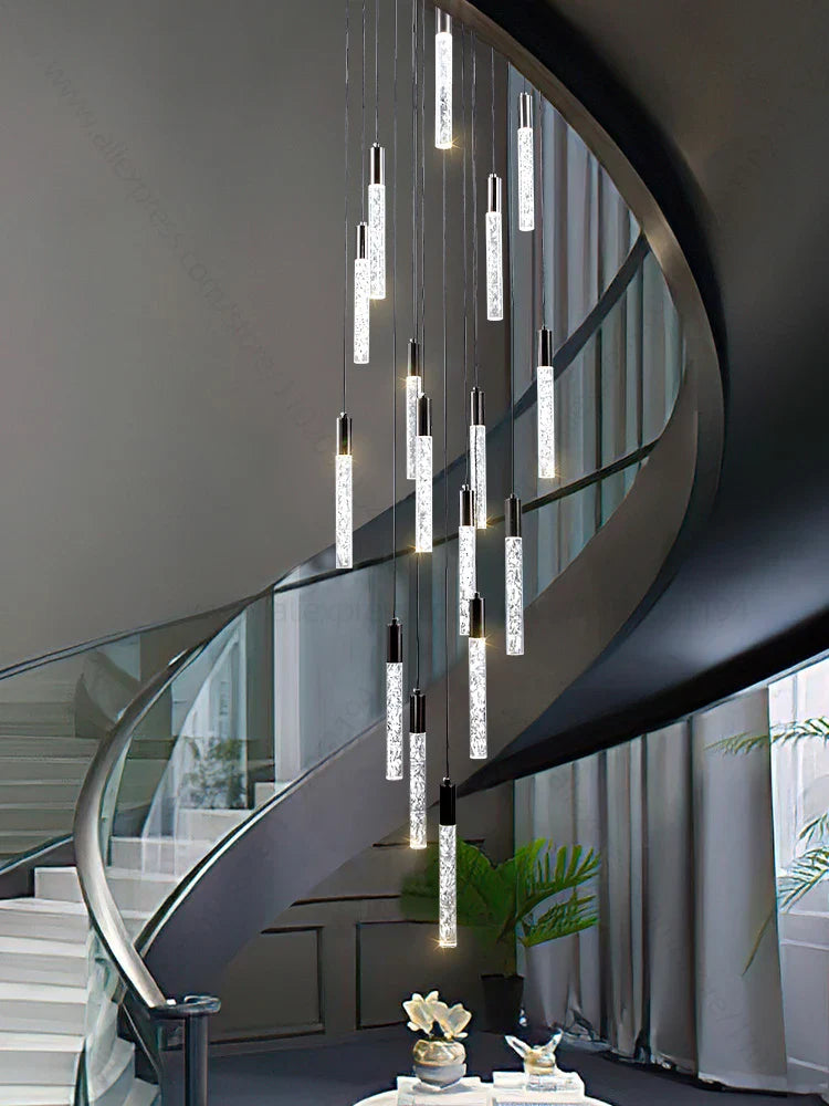 Afralia™ Crystal Living Room Hotel Chandelier | Luxury Pendant Lamp for Kitchen Staircase
