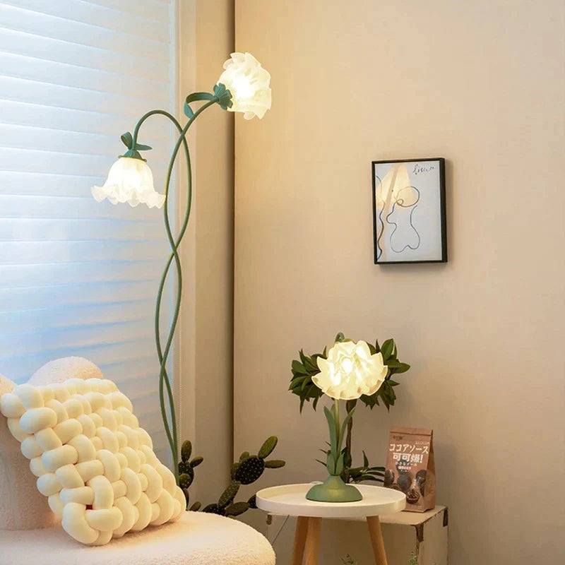 Afralia™ Vintage Green Glass Sconces Standing Floor Lamp LED E27 Light