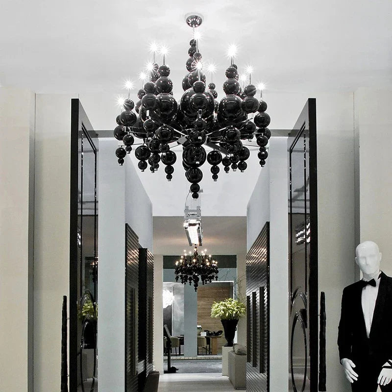 Afralia™ Moon Tears Black Chandelier for Luxury Living Room, Restaurant, Large Dining Table