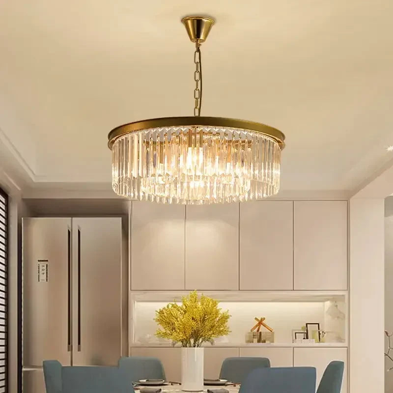 Afralia™ Metal Crystal Pendant Light Chandelier for Living Room, LED Hanging Lamp
