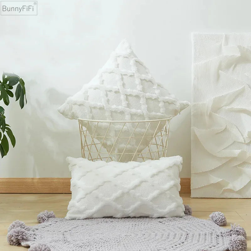 Afralia™ Embroidered Diamond Cushion Cover for Modern Living Room Decor