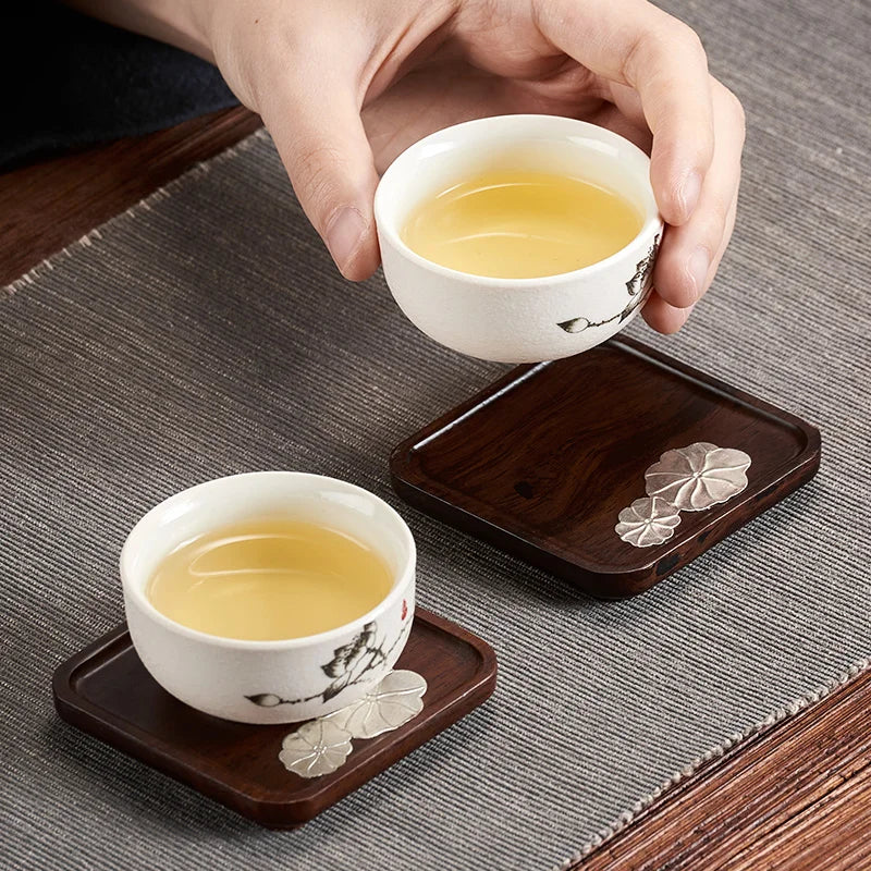 Afralia™ Wood Tea Coaster Set - Teacup Mat & Cup Holder for Tea Ceremony