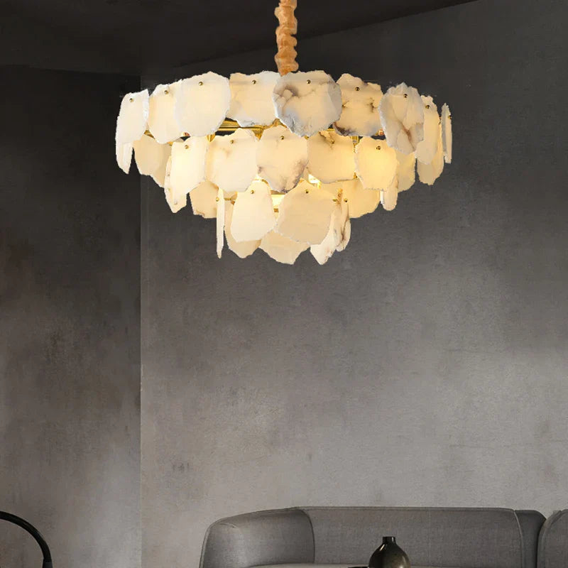 Afralia™ Nordic Marble LED Pendant Light: Modern Round Chandelier Ceiling Lighting for Living Room, Dining Room, Bedroom