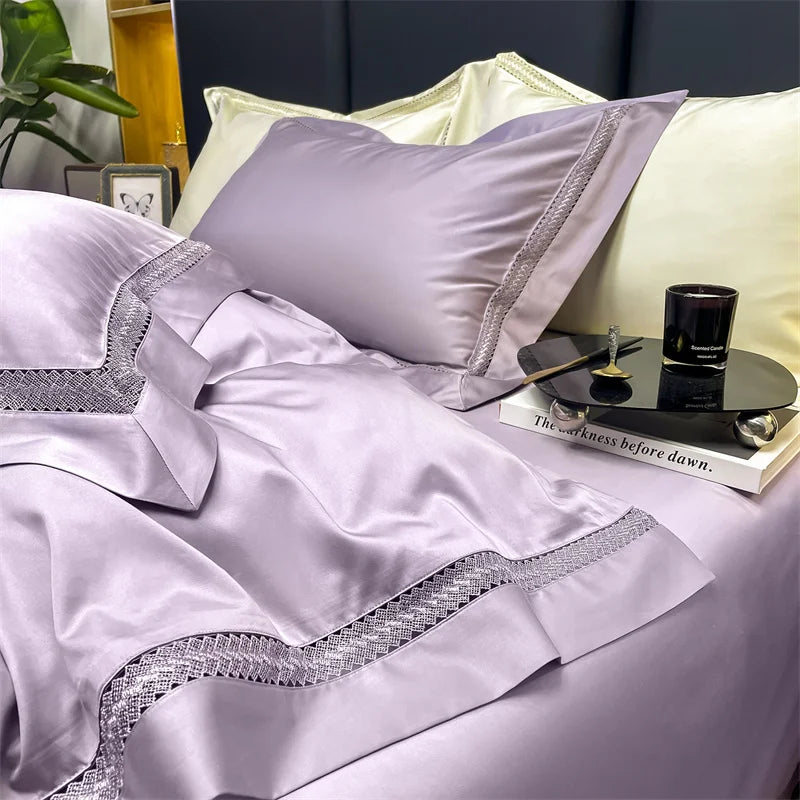 Afralia™ Silky Hollow Edge Embroidery Bedding Set with Soft Lyocell Cotton for Luxury Comfort