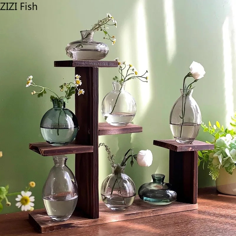 Afralia™ Small Glass Vase for Table Decoration Room Aesthetic, Multi Style Floral Pots