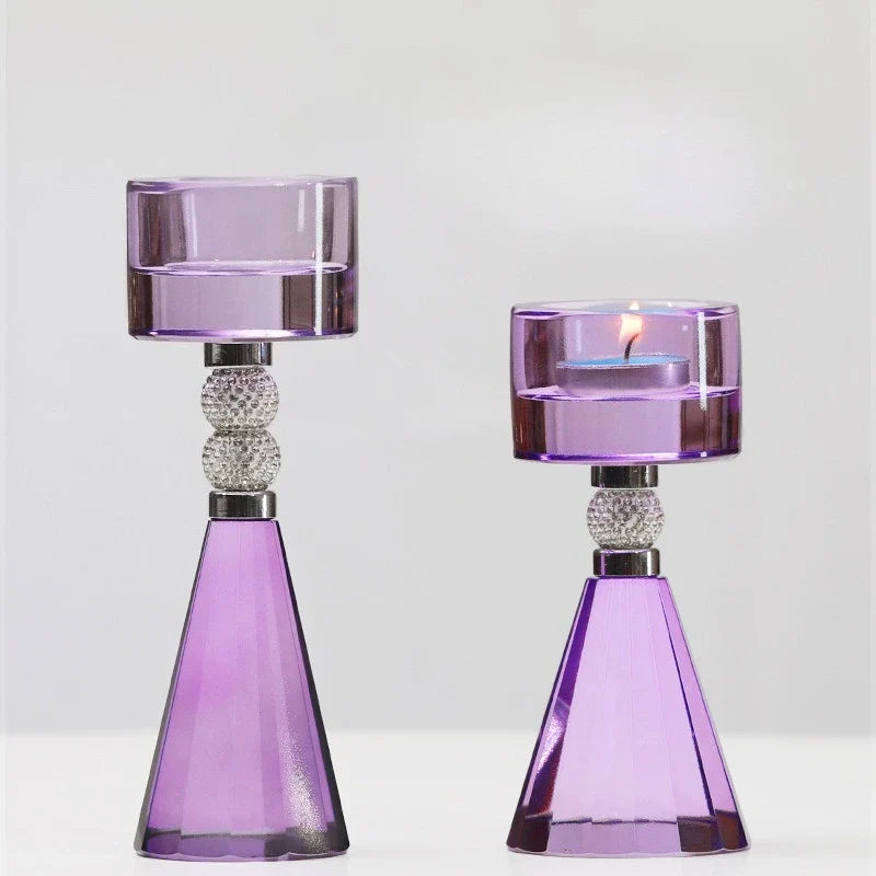 Afralia™ Purple Crystal Candlestick Holder for Wedding Table Decoration