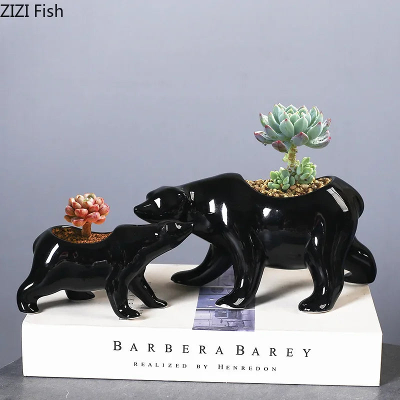 Polar Bear Ceramic Vase Small Plant Pot Table Decoration Flowers Arrangement Afralia™ Aesthetic Decor