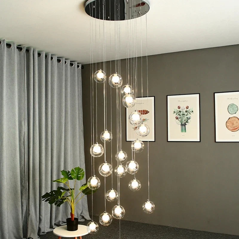 Afralia™ Nordic Double Glass Shade LED Ceiling Chandelier for Bedroom.