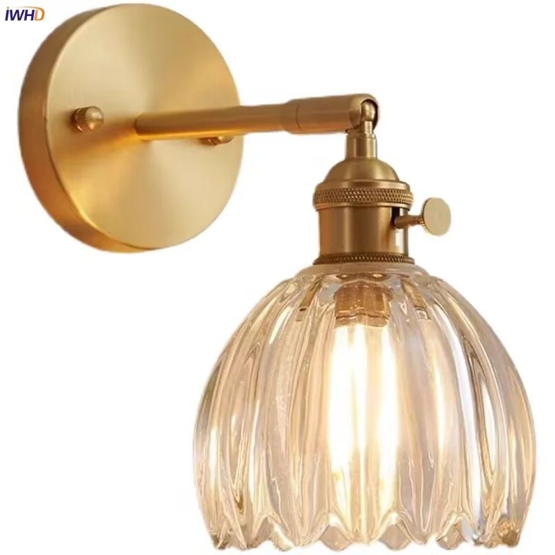 Afralia™ Clear Glass LED Wall Lights Up Down Rotate Copper Nordic Sconce Fixtures