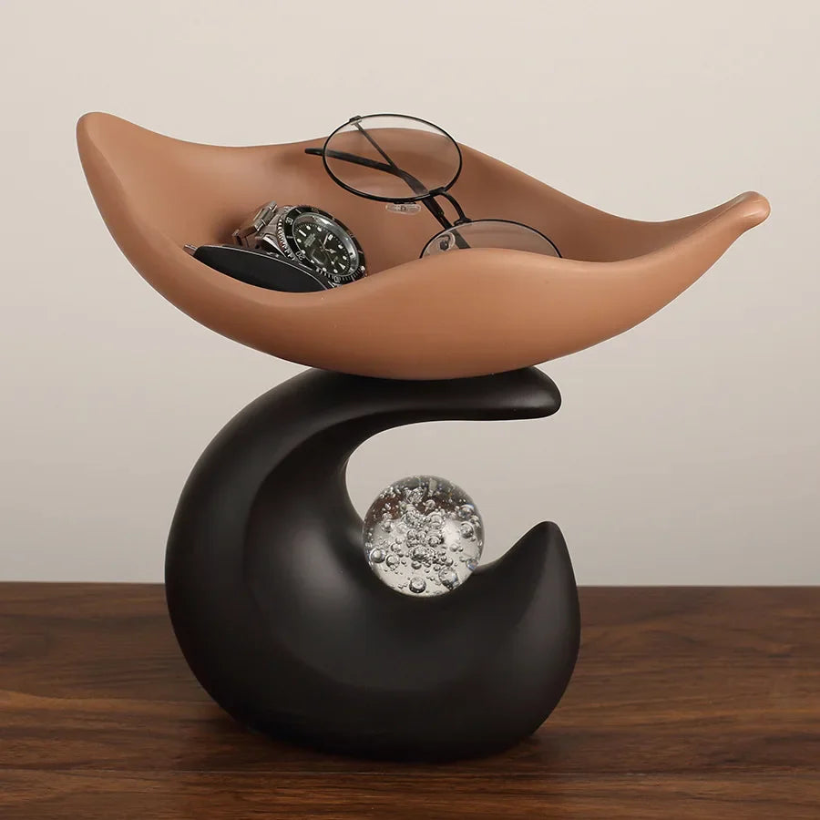 Afralia™ Wavy Hollow Crystal Ball Desktop Organizer - Resin Ornament Storage Pallet