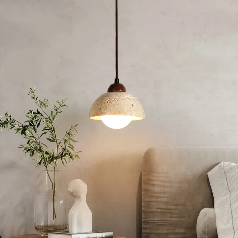Afralia™ Yellow Travertine Bedside Pendant Light