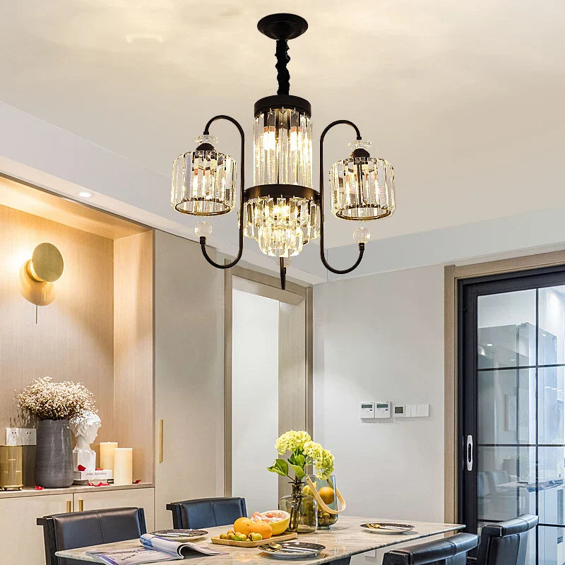 Afralia™ Nordic Copper LED Crystal Chandelier for Living Room, Dining Room, and Bedroom