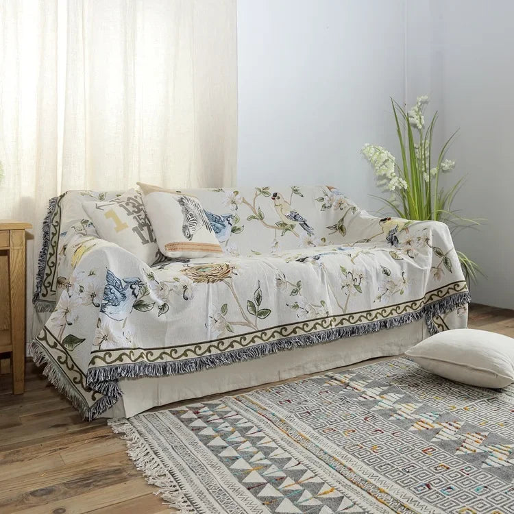 Afralia™ Floral Bird Knitted Sofa Blanket - Modern Winter Throw Blanket