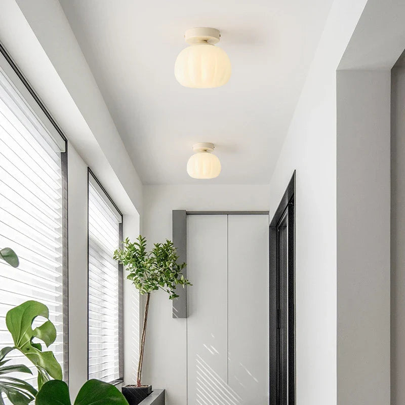 Afralia™ Nordic White Pumpkin Ball LED Ceiling Light for Home Decor and Lighting