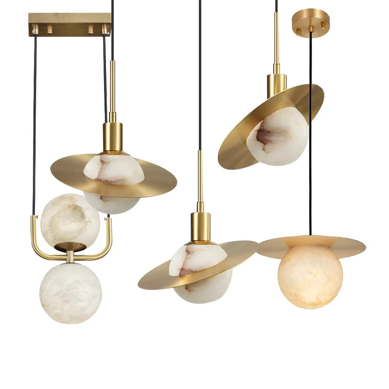Afralia™ Alabaster Marble Pendant Lights for Luxury Dining Room, Kitchen & Bar Décor