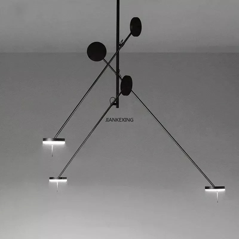Afralia™ Modern Black LED Ceiling Chandelier for Restaurant Coffee Tables Room Desks