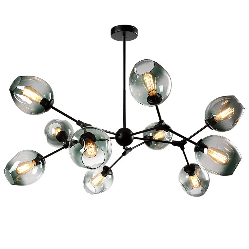 Afralia™ Glass LED Chandelier Pendant Light for Home Ceiling Dining Room Suspension