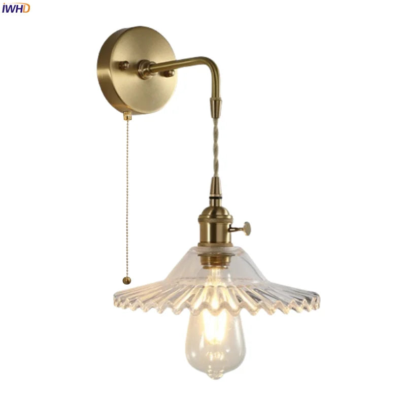 Afralia™ Brass Glass LED Wall Sconce Light for Living Room, Bedroom, Bathroom
