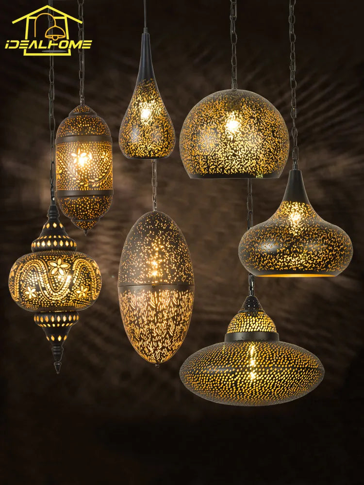 Afralia™ Antique Hollow Carving Pendant Light - Vintage LED Decor for Home, Hotel, Restaurant