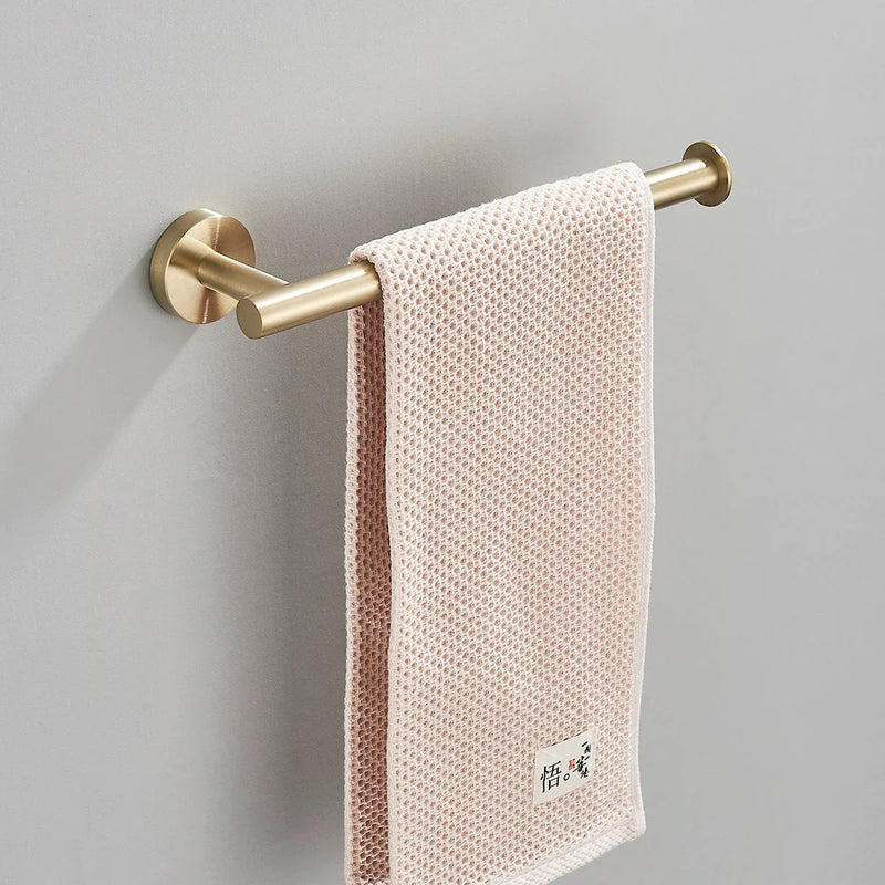 Afralia™ Brushed Gold Bathroom Hardware Set: Towel Bar, Paper Holder, Robe Hook