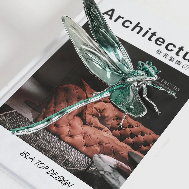 Afralia™ Silver Dragonfly & Beetle Metal Sculpture Home Decor Figurine