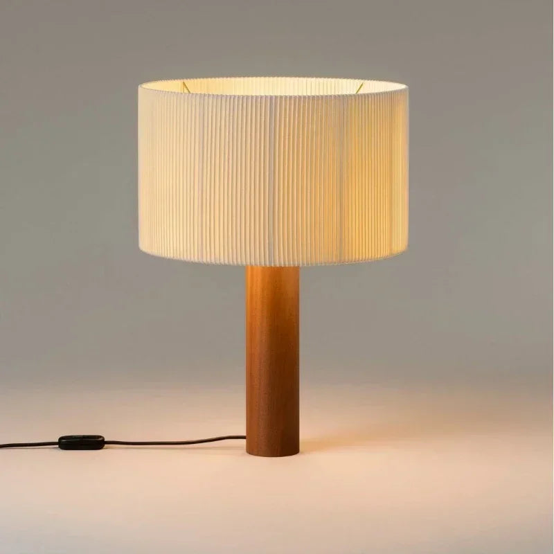 Afralia™ Solid Wood Table Lamp with Fabric Shade for Living Room and Bedside
