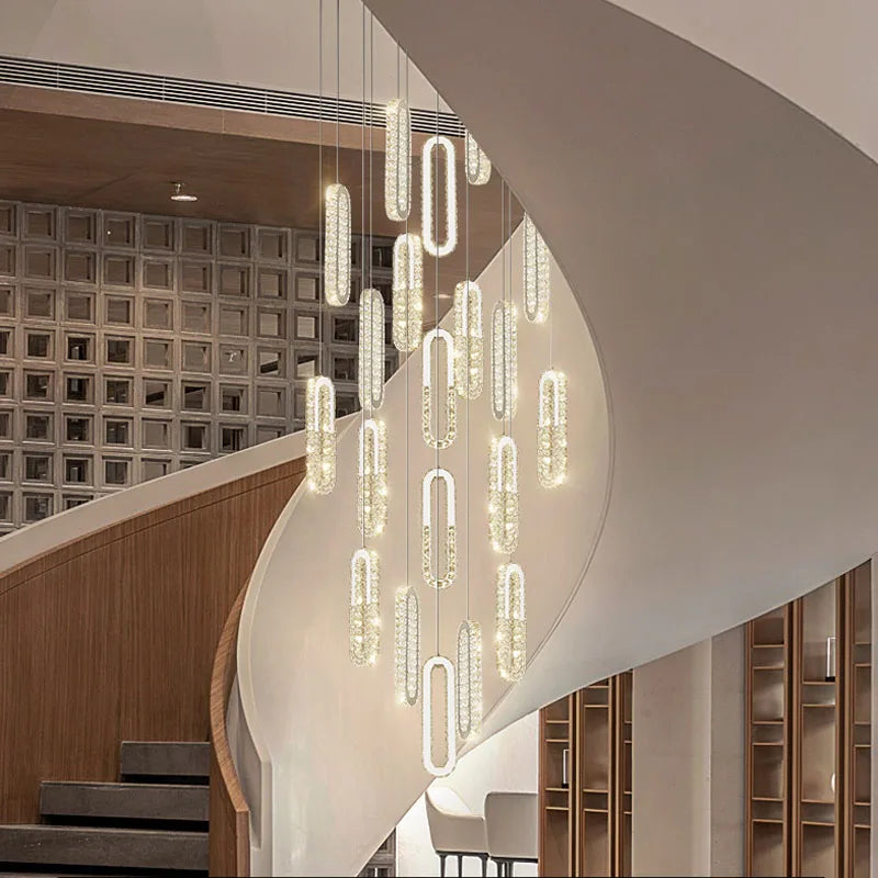 Afralia™ Crystal LED Chandelier: Modern Luxury Long Lighting Fixtures for Living Room Staircase