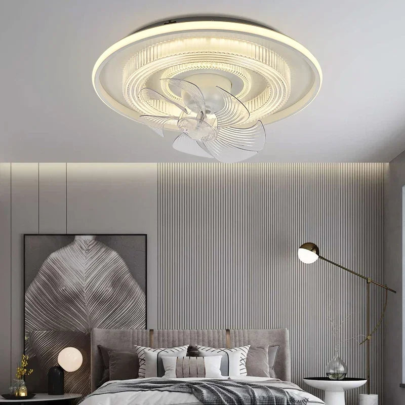 Afralia™ Dimmable LED Fan Lights Ceiling Lamp with Remote Control for Bedroom Living Room